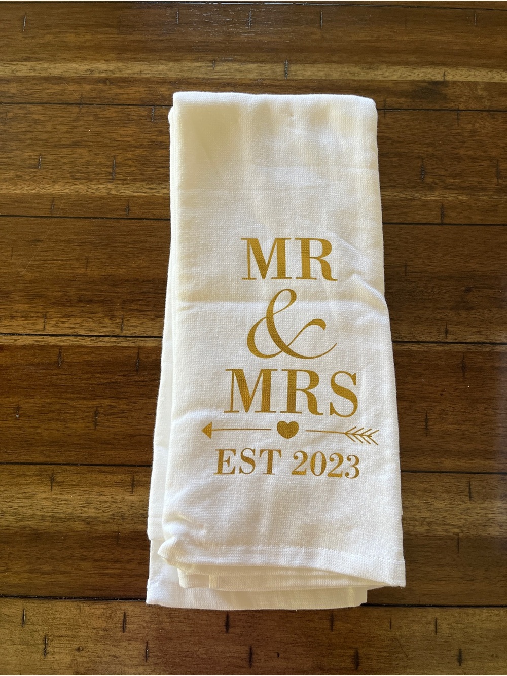 MR & MRS Gold Print White Kitchen Towel - Wedding Established 2023